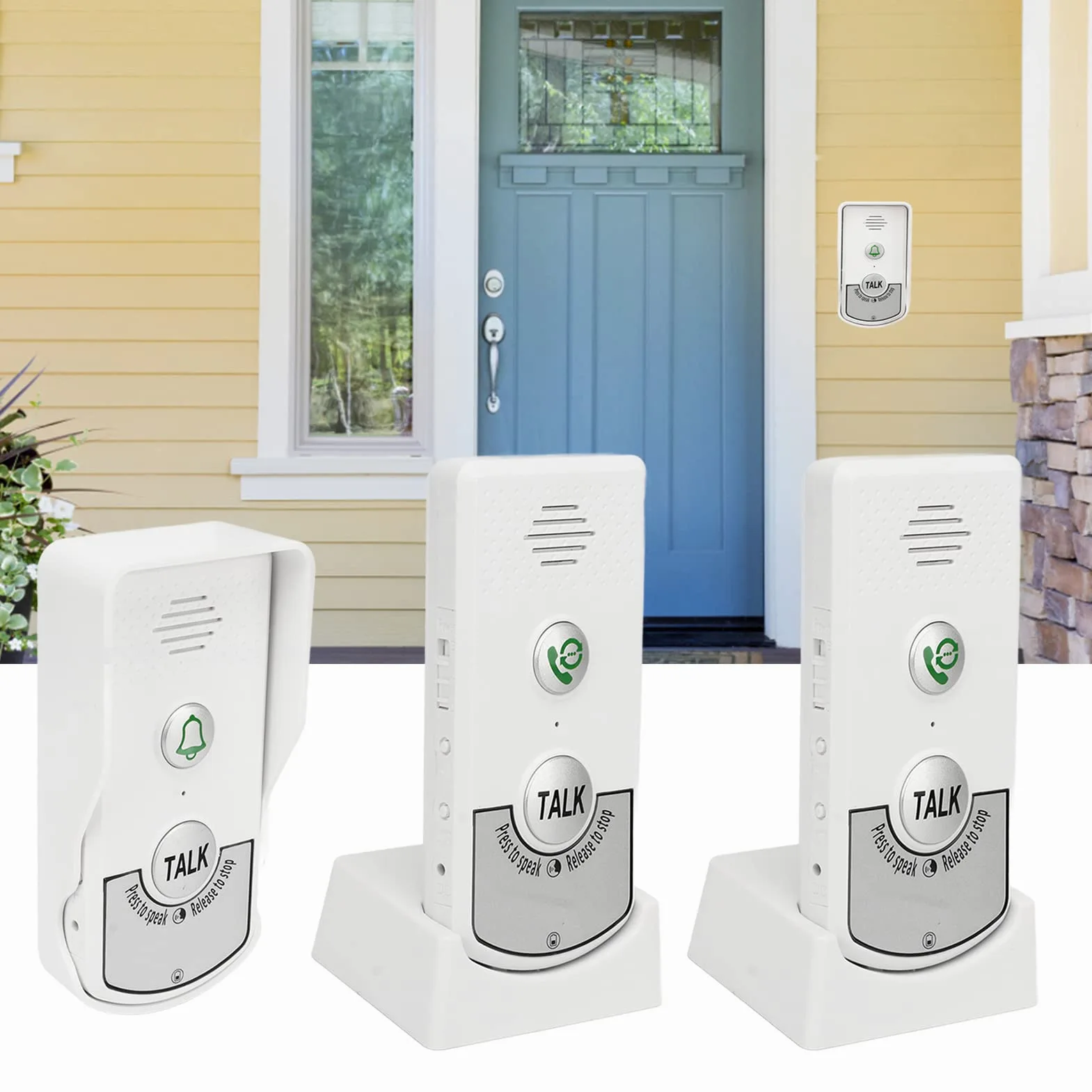 Campanello Wireless, Citofono, Set Campanello di Chiamata, Campanello D'ingresso, Impermeabile, Antipolvere, Wireless, Distanza Wireless 1000 M, 2 Ricevitori, 1 Trasmettitore