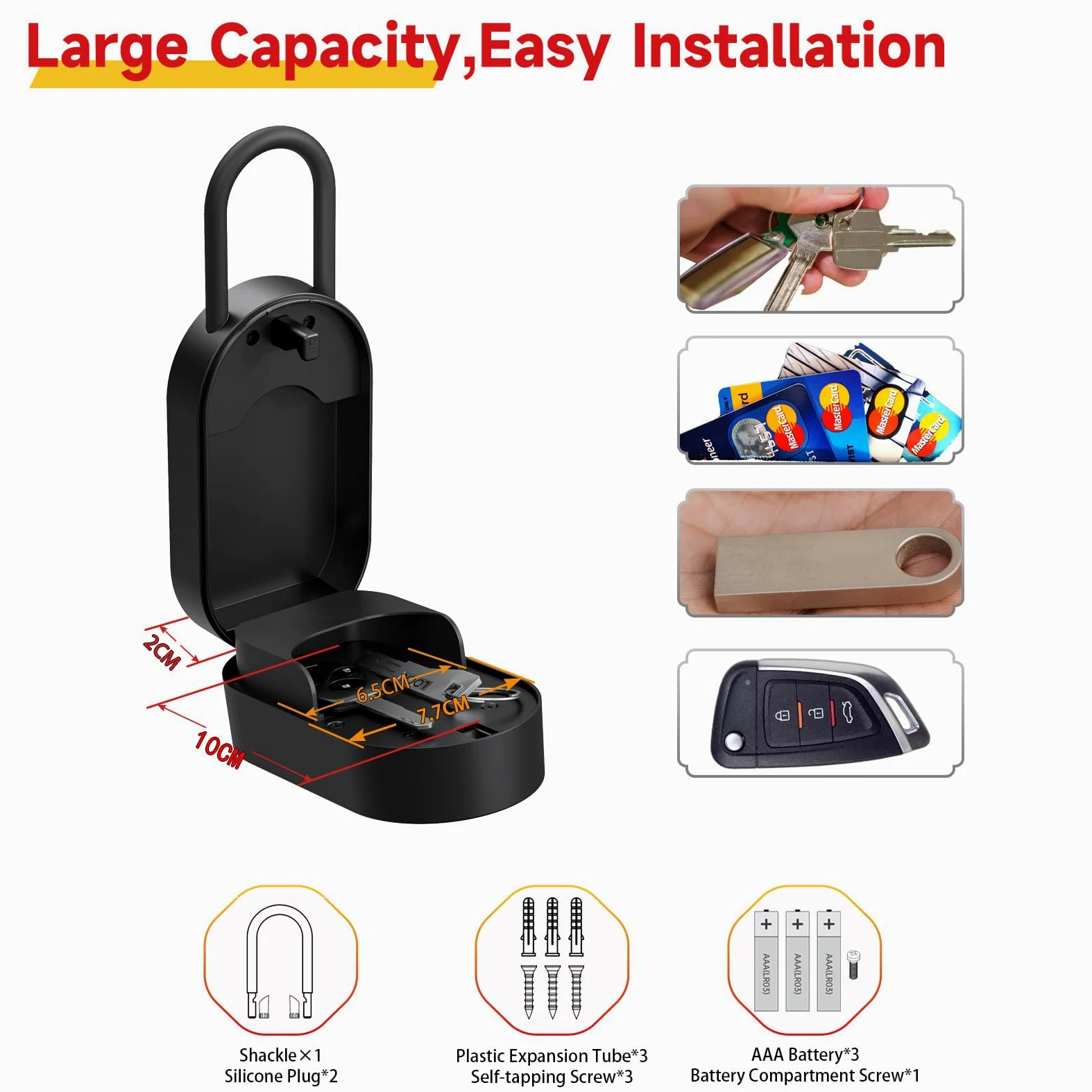 SEPOX Smart Key Lockbox, cassetta di sicurezza portatile e da parete per esterni, con Bluetooth e controllo tramite app, in alluminio, resistente alle intemperie, tastiera anti-peep, gancio rimovibile