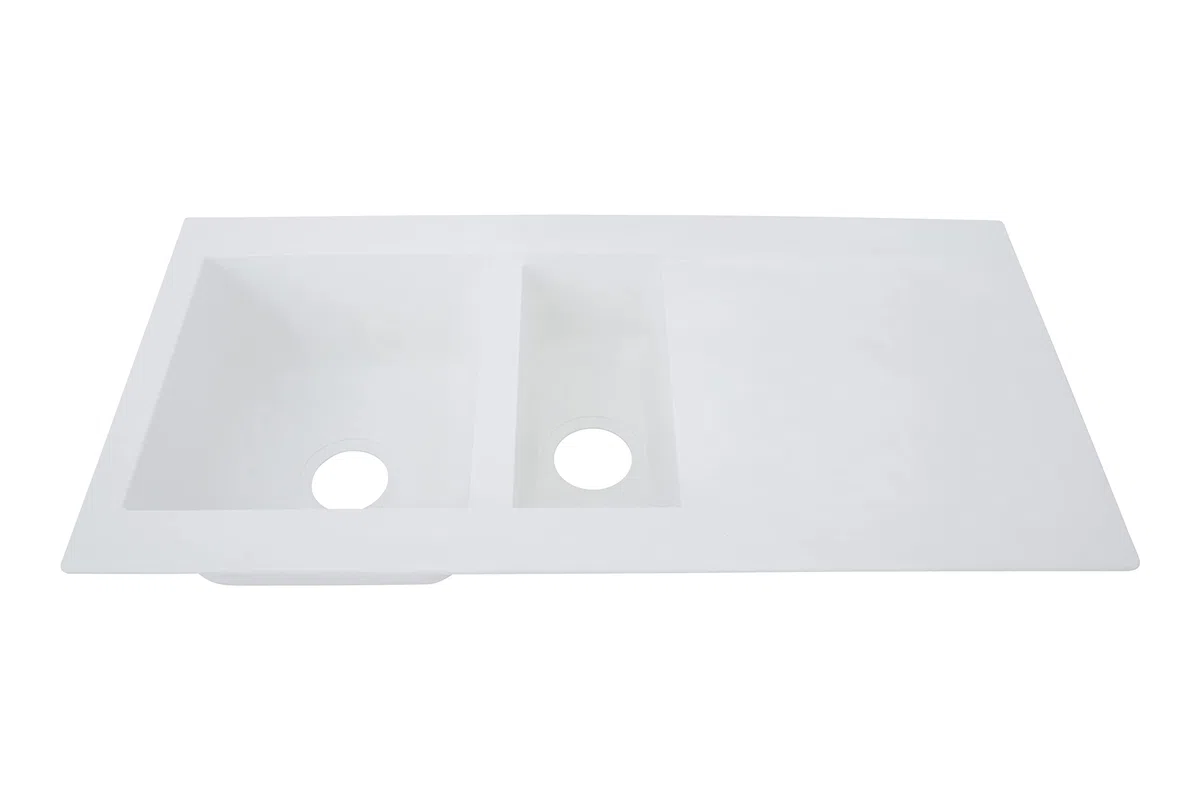 Respekta Lavello da Cucina Denver in Mineralite Color Bianco, Lavello da Incasso con 1 vasca, dimensioni 100 x 50 cm, Lavello Adatto per Mobili Sottolavello da 60 cm di Larghezza
