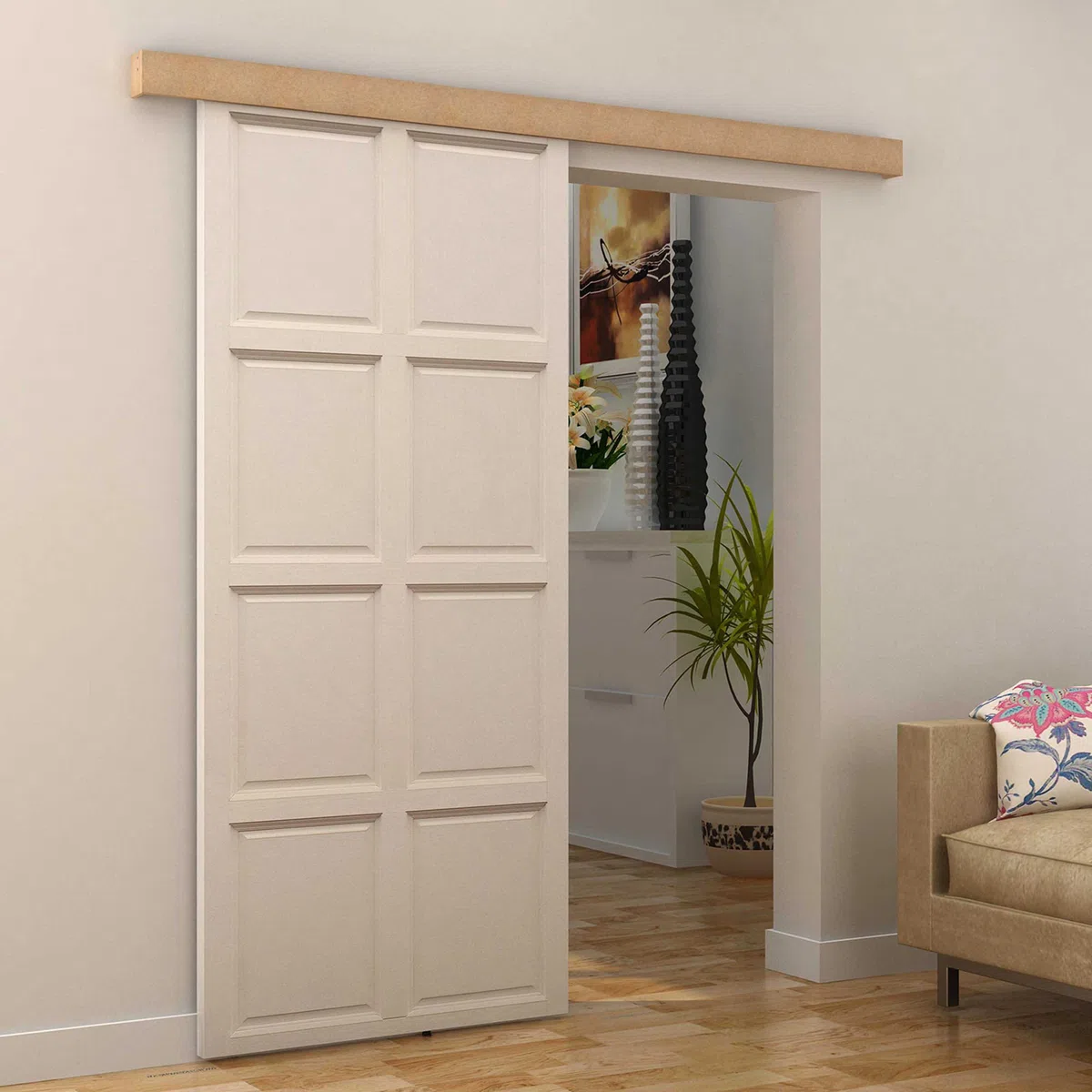 HOMCOM 200CM/6.6FT Binario con Kit di Accessori per Porte Scorrevoli in Stile Rustico in Legno
