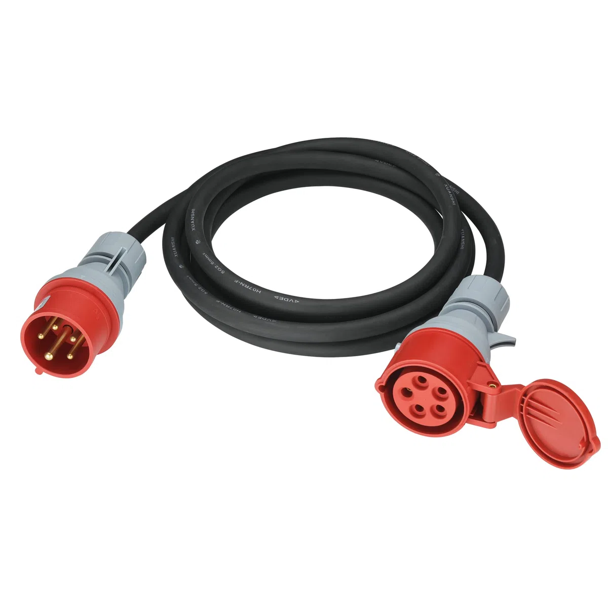 XUANSHI Cavo di prolunga CEE, 2 m, H07RN-F 5G, 2,5 mm², 400 V, 16 A, prolunga CEE a 5 poli con spina, IP44, per cantieri, industrie, esterni