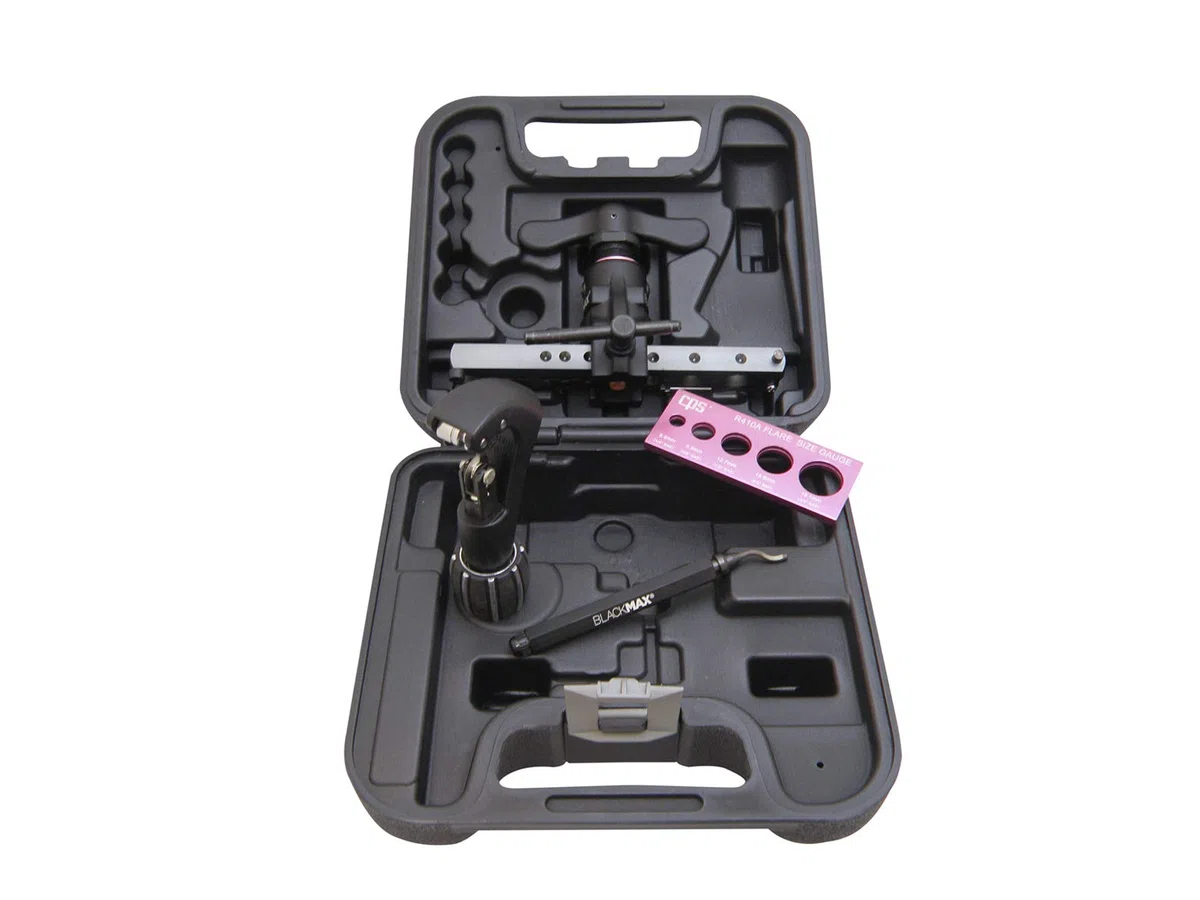 CPS BlackMAX BFT850K leggero R-410A - Kit di utensili per svasatura a frizione, con indicatore di misura della svasatura, taglierina e sbavatura
