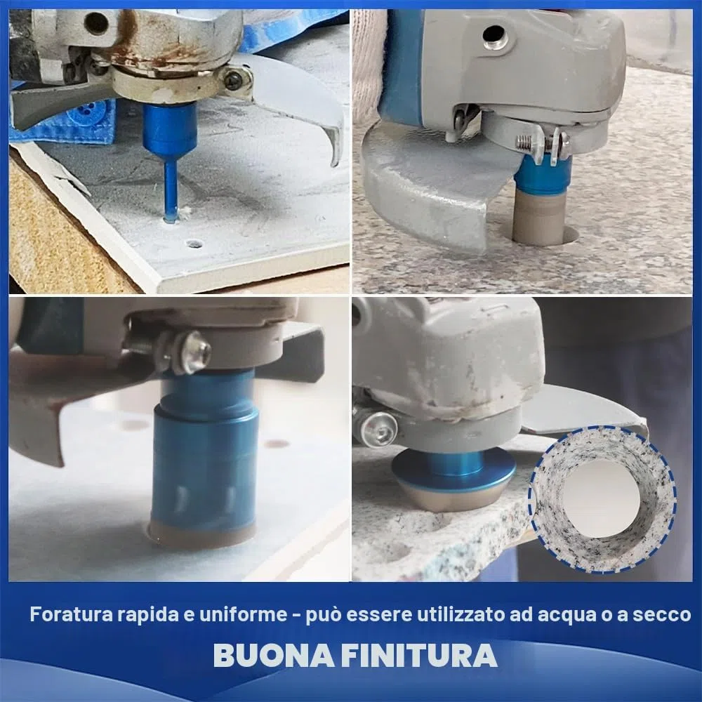 Punta per Trapano Diamantata Set - 6/6/8/25/35/50/68mm+10MM Versatile Fresa Diamantata+50mm Fresa Diamantato+Gambo Esagonale a M14 Filo per Porcellana Granito Piastrella Marmo Taglio a Secco