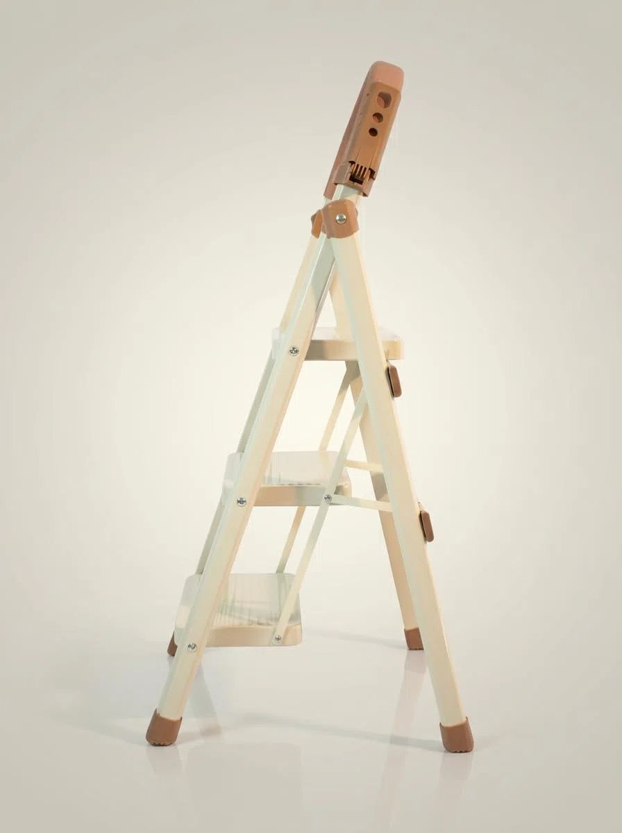 Scala pieghevole 3 gradini con corrimano, scaletta in acciaio, gradini larghi antiscivolo 18 cm, portata 150 kg, compatta