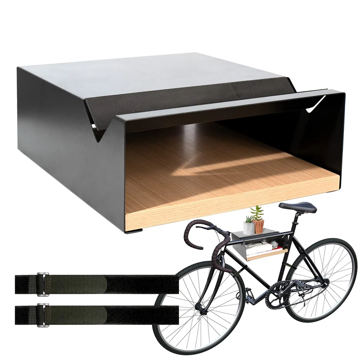 MOSHAY Supporto da parete per bicicletta, in alluminio e legno, supporto per bicicletta da strada, bici da ghiaia, bici da turismo, supporto da parete per interni per garage e soggiorno