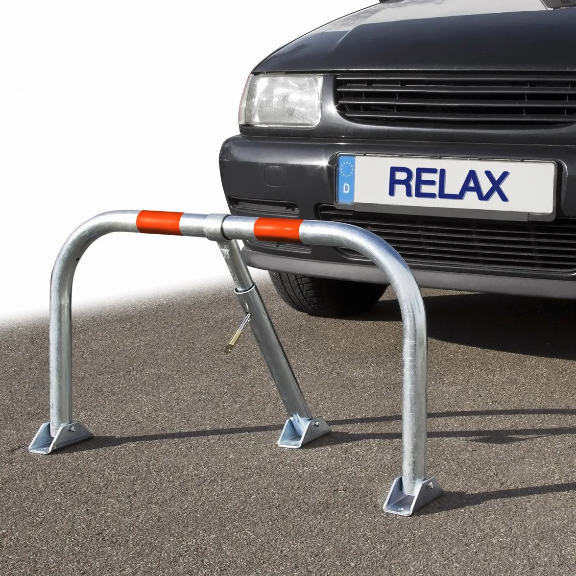Relaxdays Barriera Parcheggio, Blocco Posto Auto, Archetto Dissuasore, Acciaio, 45x76x32 cm, Sbarra Posteggio, Argento