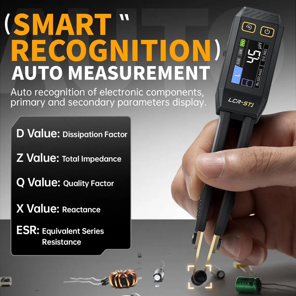 FNIRSI LCR-ST1 Mini Smart Tweezer LCR SMD ESR Tester Resistenza Capacità Induttanza Continuità Diodo Strumenti di Misura