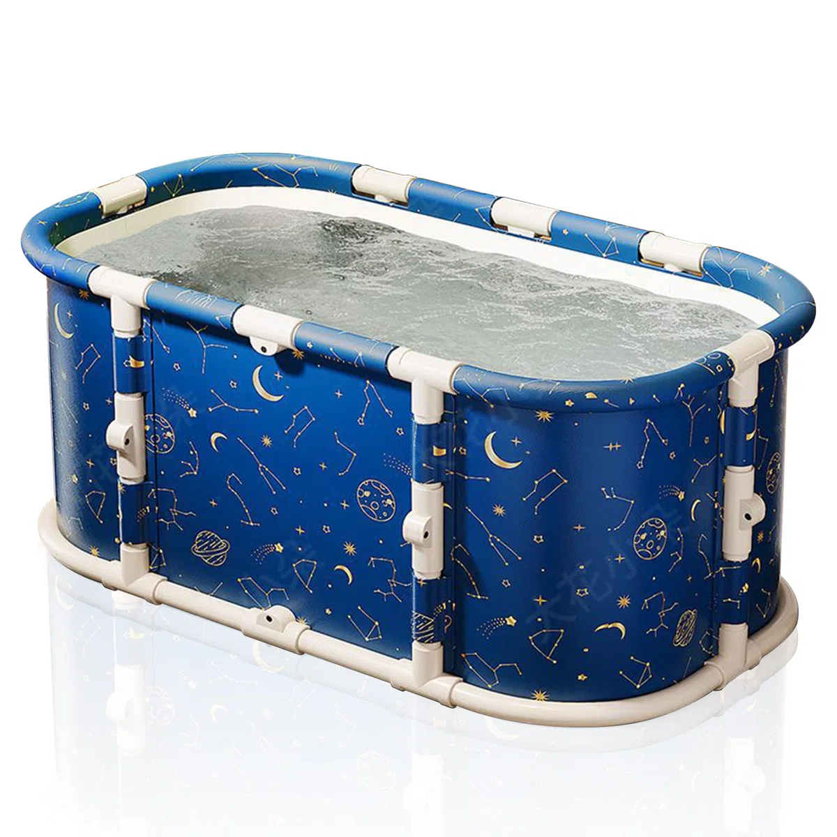 Simcat Vasca da bagno pieghevole portatile, grande vasca da bagno per doccia calda e bagno di ghiaccio, vasca da bagno indipendente per adulti e bambini (blu)