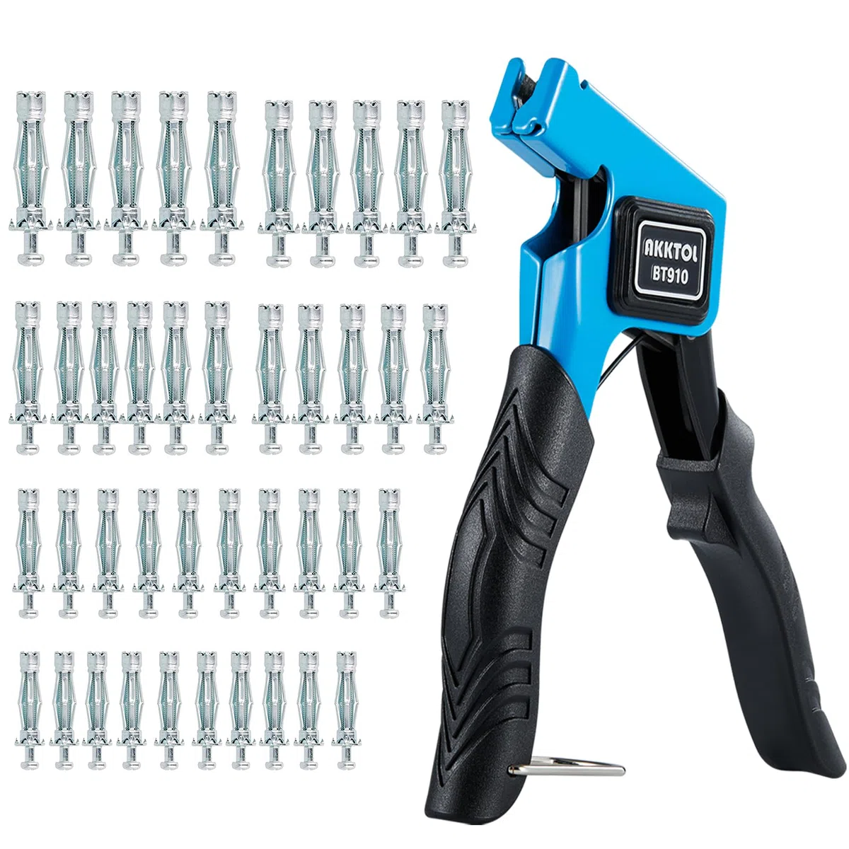 Pinza, Pistola Per Tasselli Metallici, Kit di pinza e 40 Tasselli Di Ancoraggio Resistenti Per Cartongesso Pareti Cave