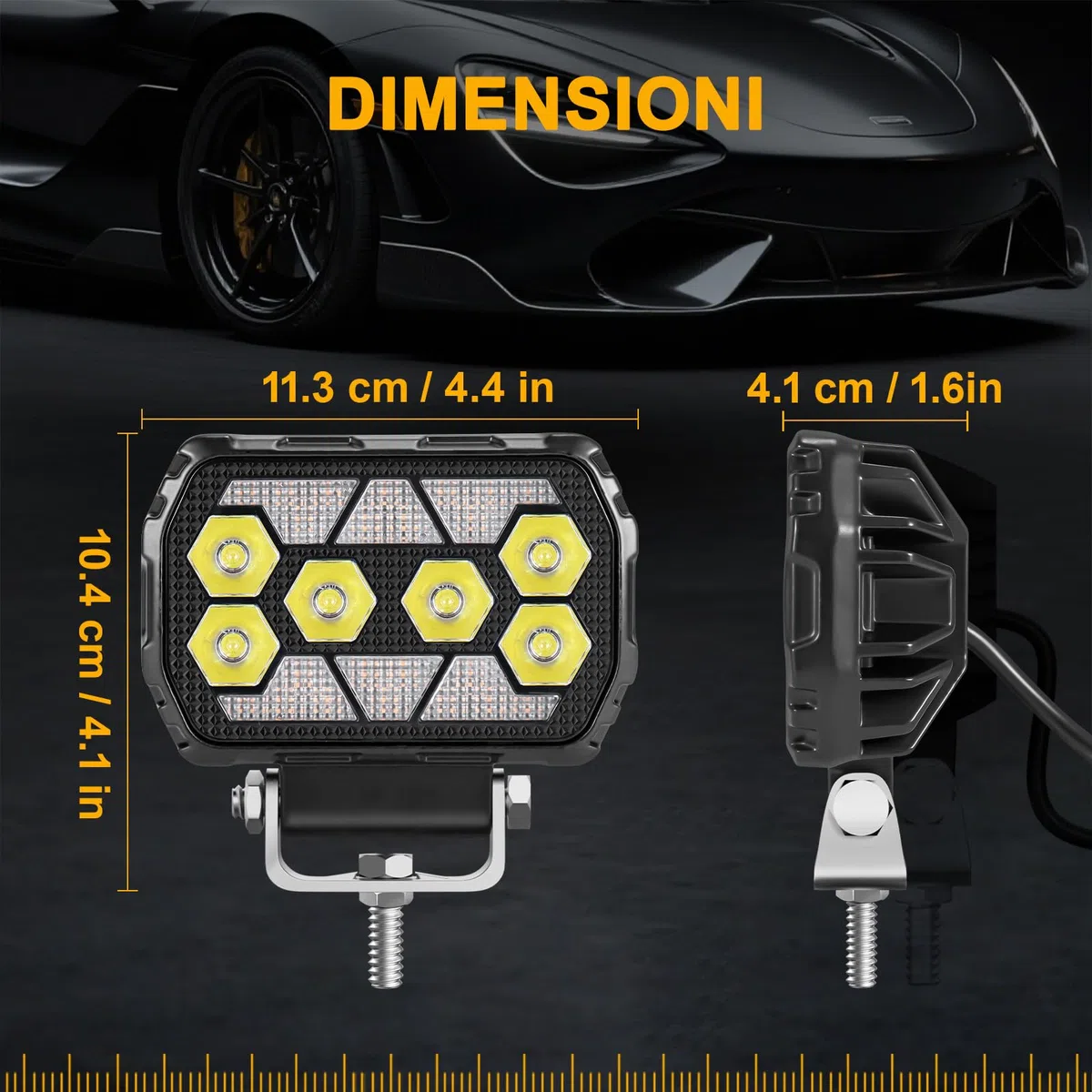 antom 2 pezzi faro led moto 168W 9-60V 18000 lumen faretti led 12v IP68 impermeabile 4,5 pollici fari supplementari per escavatori, trattori, rimorchi, ATV, appassionati di outdoor