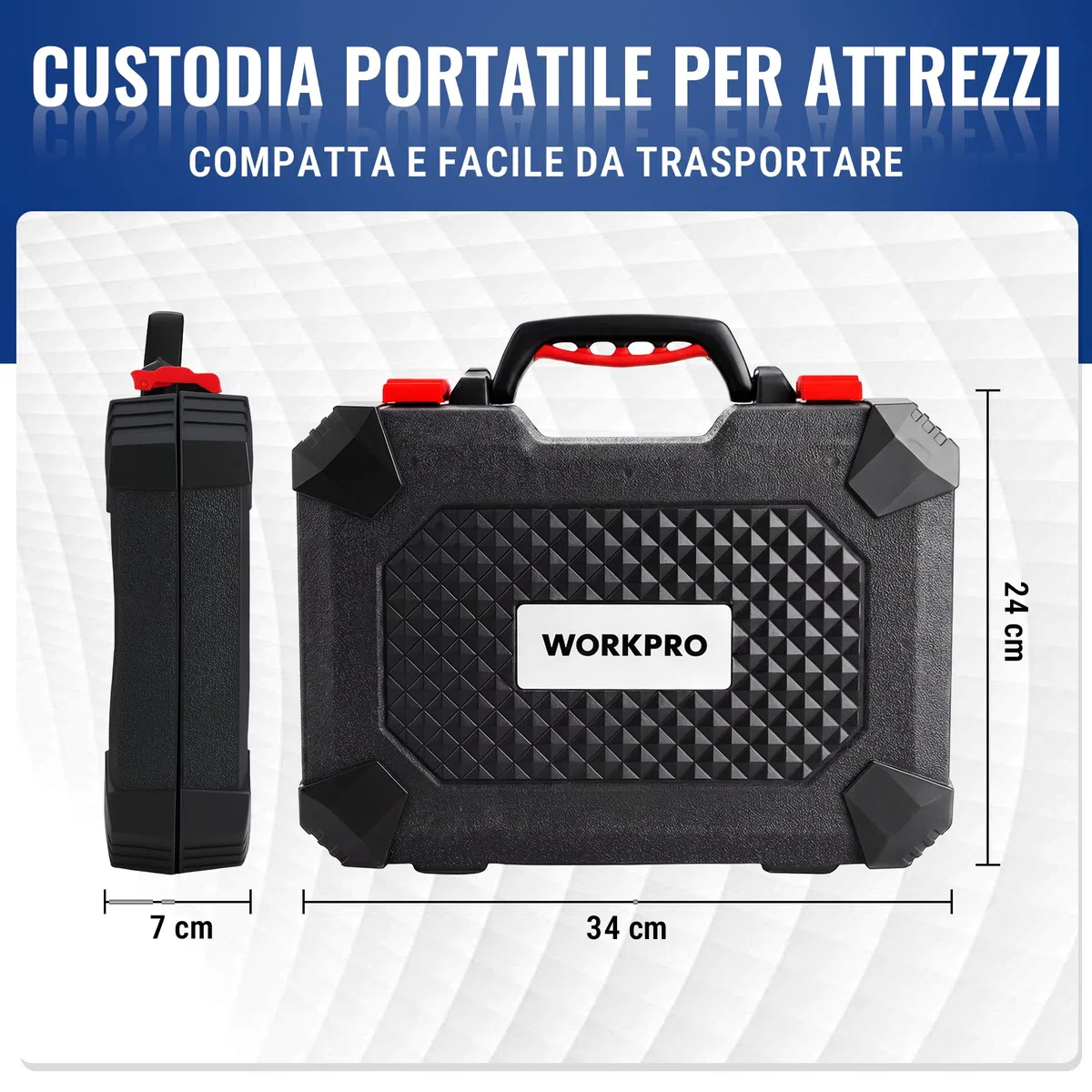 WORKPRO Kit di Attrezzi per la Casa 106 pezzi | Kit di Attrezzi Fai da Te con Custodia di Stoccaggio che Include Cacciaviti, Pinze, Chiavi, Martello, Metro a Nastro, Chiave Esagonale, Coltello