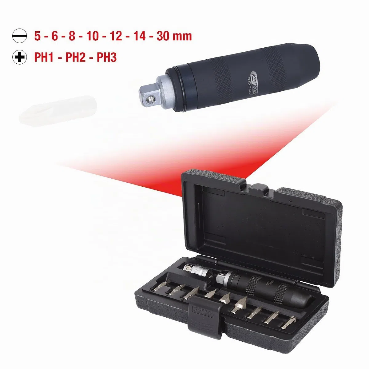 KS Tools 515.1003 1/2" Serie giravite a percussione c.inserti,11pz.