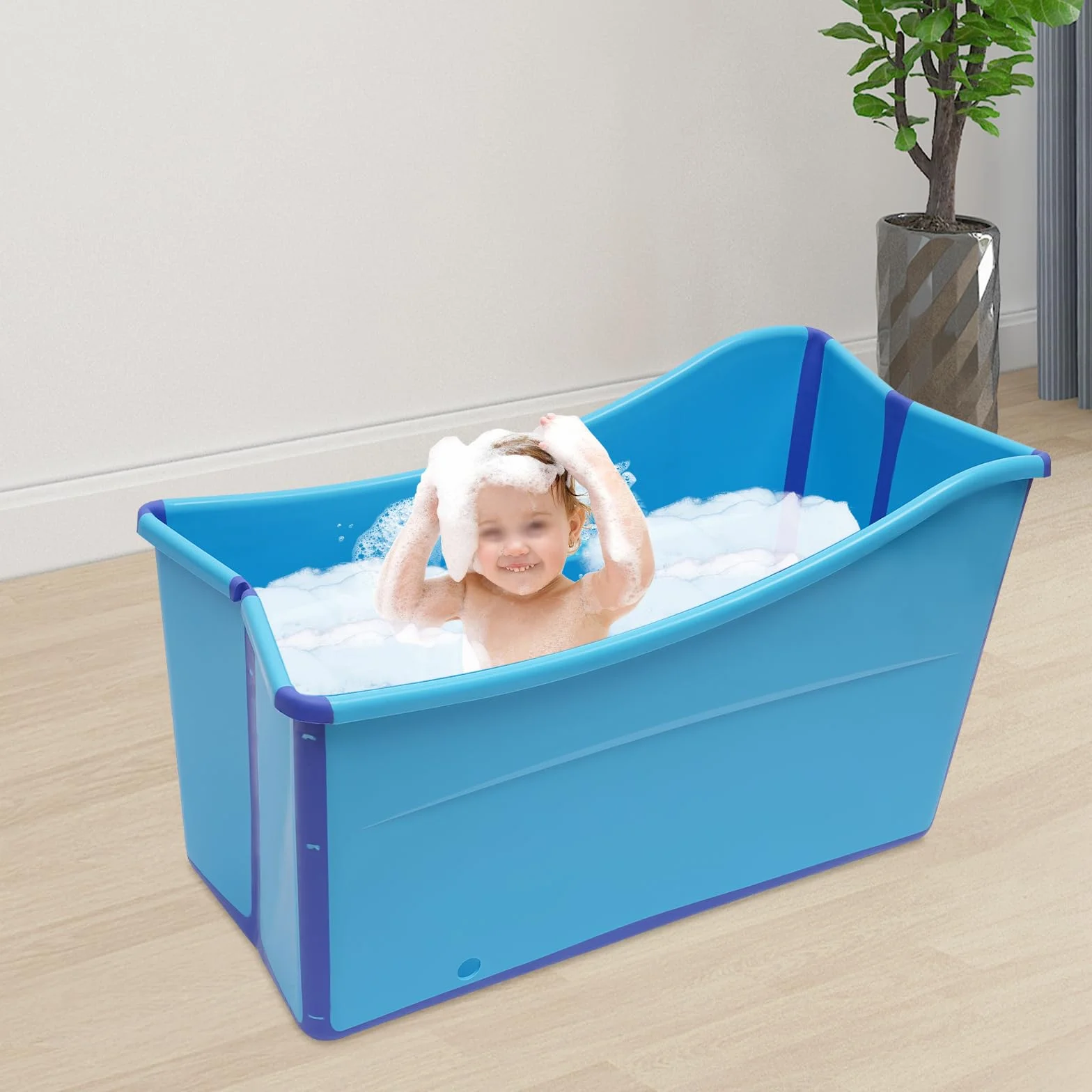 Vasca da bagno pieghevole per adulti, 80 cm, per piccoli bagn| vasca da bagno portatile pieghevole da appoggio blu
