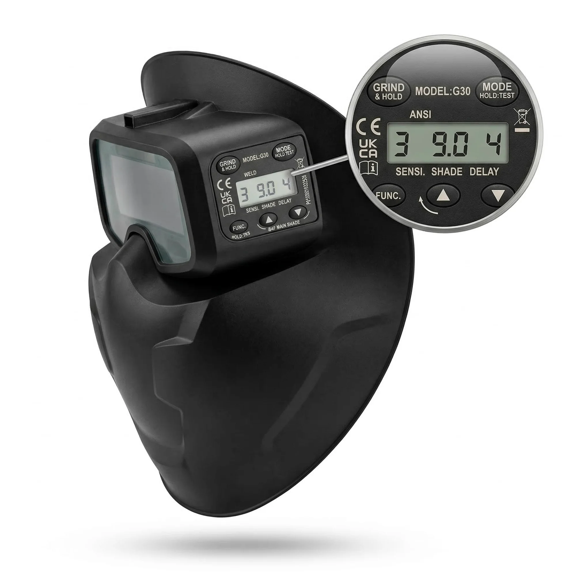 Maschera per saldatura elettronica Solter S-Mask 15 | Visore ampio 111x39 mm | Oscuramento automatico DIN 5-13 | Leggero, compatto e compatibile con piccoli occhiali