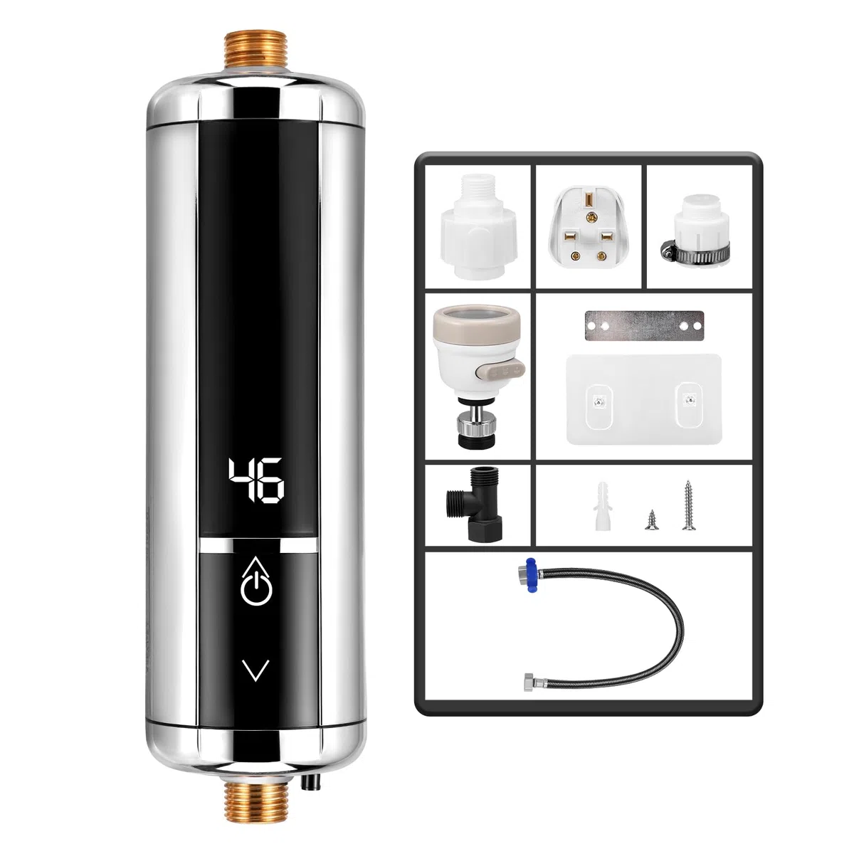 Scaldabagno elettrico 220 V 3500 W Mini scaldabagno istantaneo intelligente con indicatore di temperatura, adatto per bagno, cucina