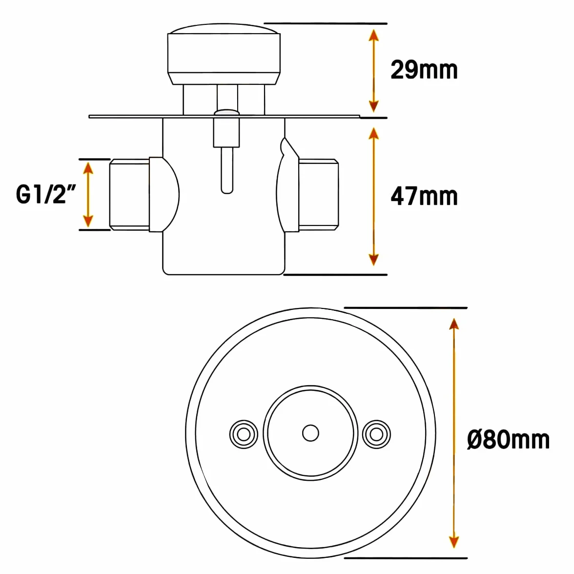 GOLDMAN SERVICE | Rubinetto a parete temporizzato, a pulsante, cromato, con chiusura automatica di breve durate, risparmio idrico, con bordo. M-M 1/2"