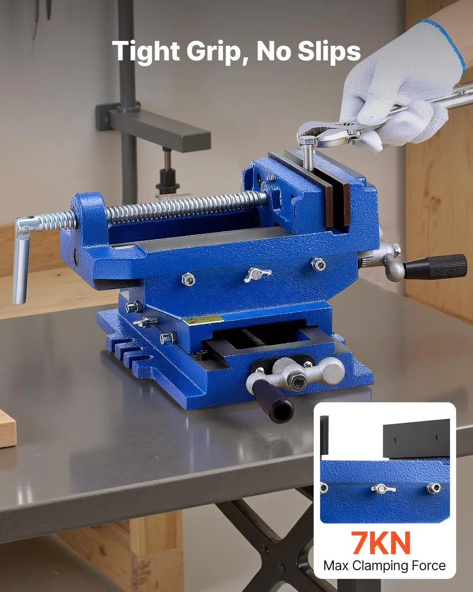 VEVOR Morsa per Trapano a Colonna con Slitta Trasversale, Larghezza Ganasce 101,6 mm, Morsa da Banco con Asse XY a 2 Vie, Morsetto per Banco da Lavoro per Fresatrice CNC per Lavorazione del Legno