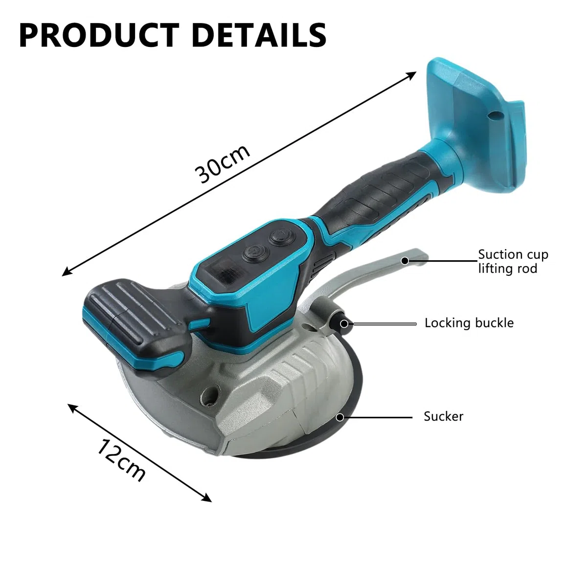 Vibratore per piastrelle, senza fili, con 8 velocità, display digitale regolabile, grande potenza di aspirazione, presa forte, per pavimenti, pareti e vetro