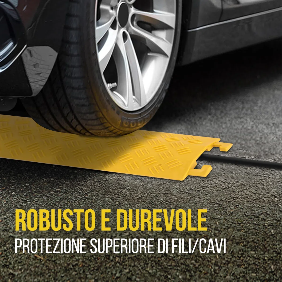 Pyle Rampa Auto Robusta in Gomma, Rampe per Auto e Canalina Passacavi Calpestabile, Portata 900 kg, Protezione Passacavi per Interni ed Esterni