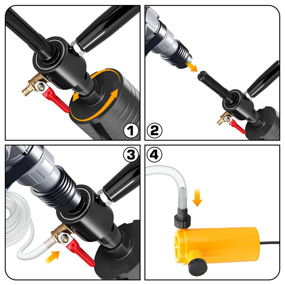 XIIW Adattatore SDS Max a M22 per Trapano a Nucleo in Calcestruzzo + Pompa 4 m e Tubo, Iniezione d’Acqua Automatica, Acciaio 42CrMo4, G1/4" - Carotatrice Diamantata per Muro, Trapano a Nucleo