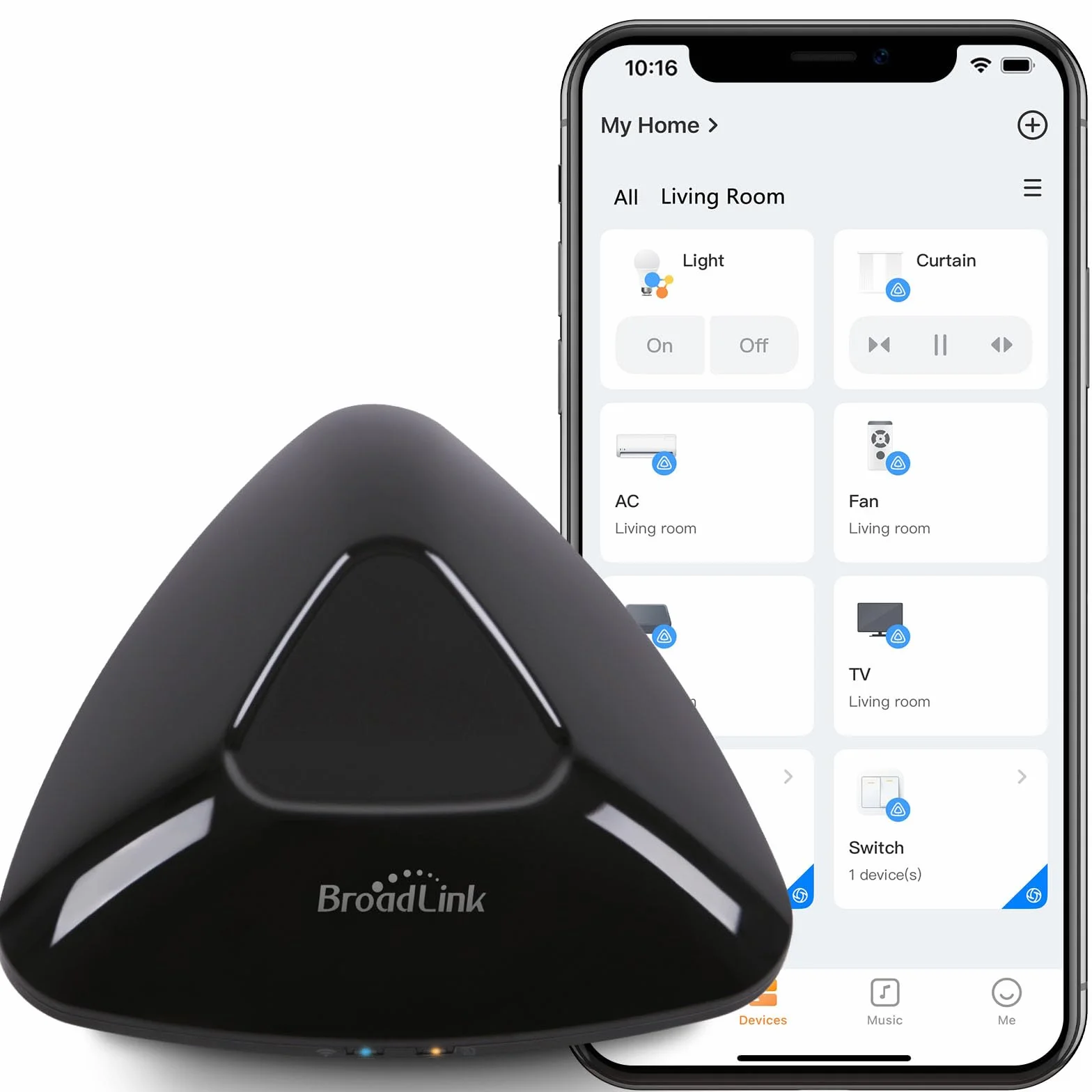 Broadlink RM MAX Hub Domotico Intelligente, Telecomando Universale Wi-Fi & BLE per Dispositivi IR/RF, Compatibile con Alexa & Google Home, Configurazione Facile, Hub RF per TV, Climatizzatori, Tende