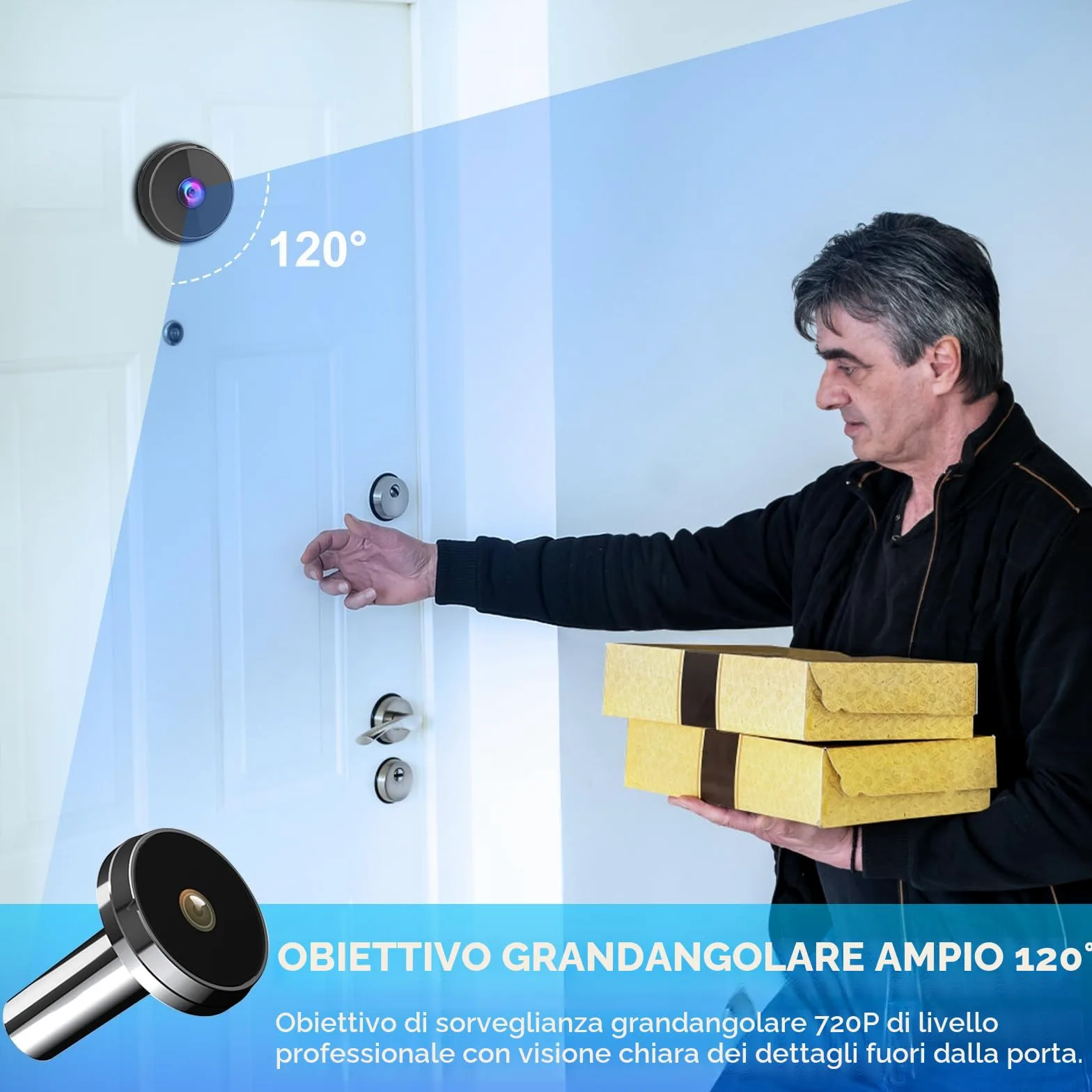 Spioncino Digitale per Porta Blindata - Occhiello Porta con Telecamera HD 3.5 Pollici, Schermo LCD 120°, Telecamera Spioncino Porta, Installazione Rapida (14-28mm Foro, 35-100mm Spessore)