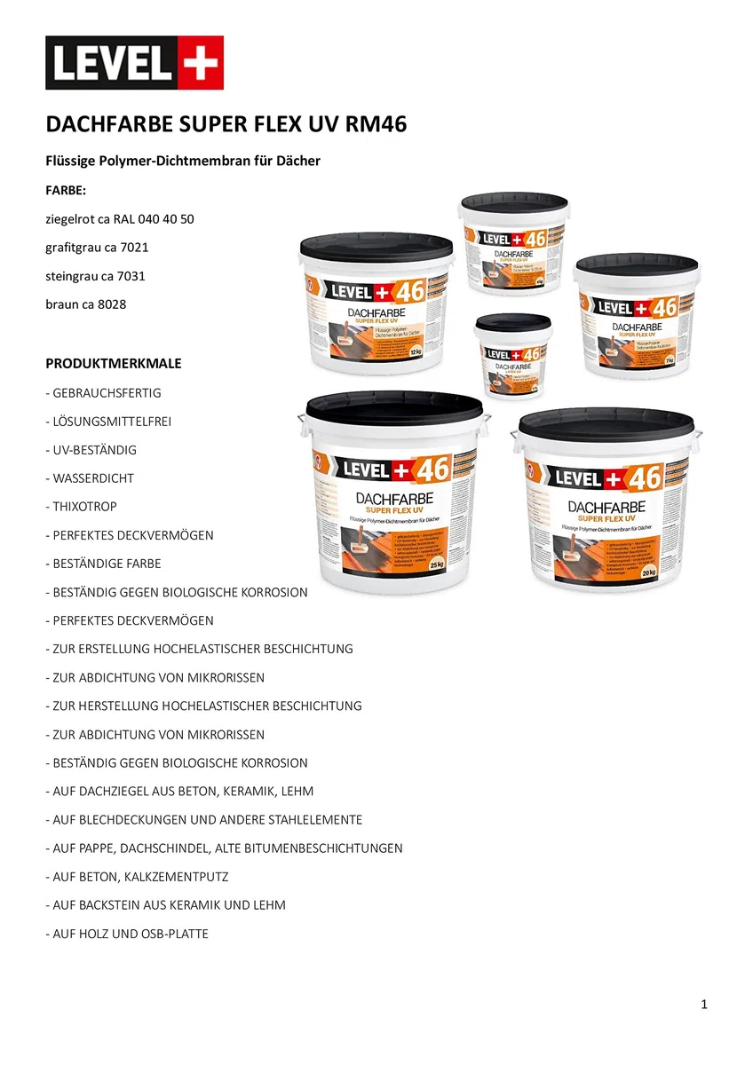 Vernice per tetto, 12 kg, vernice per tetto, membrana polimerica flessibile, resistente alle intemperie, rosso mattone RM46