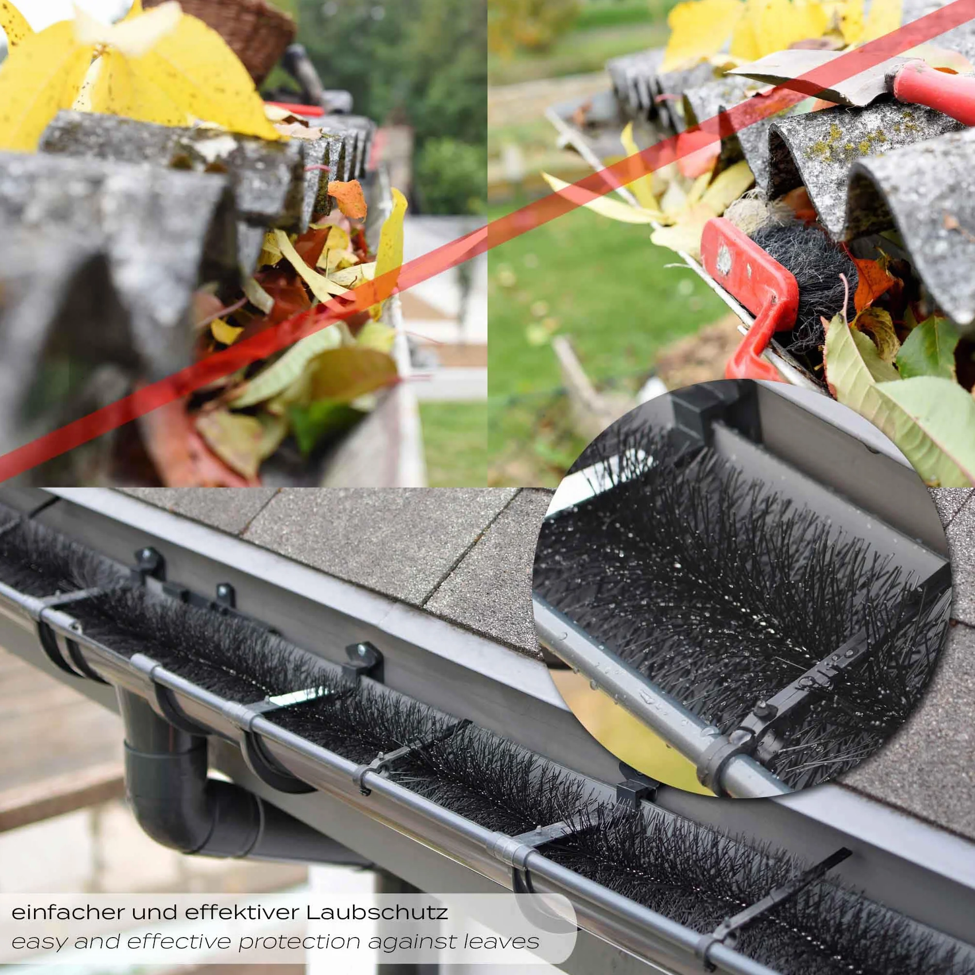 Wiltec Spazzola per grondaie e Barriera anti piccioni 20 scovoli 24 m Ø 8cm per pannelli fotovoltaici