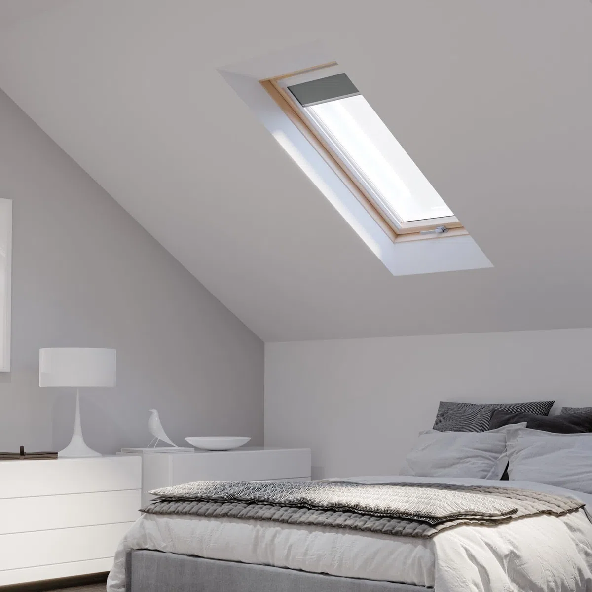 Lucernario Velux Gruppe 78 x 118 cm RoofLITE+ | Finestra con doppia vetratura | Finestra obliqua in legno | Finestra basculante inclusa di telaio per copertura in tegole (fino a 50 m+ Set di
