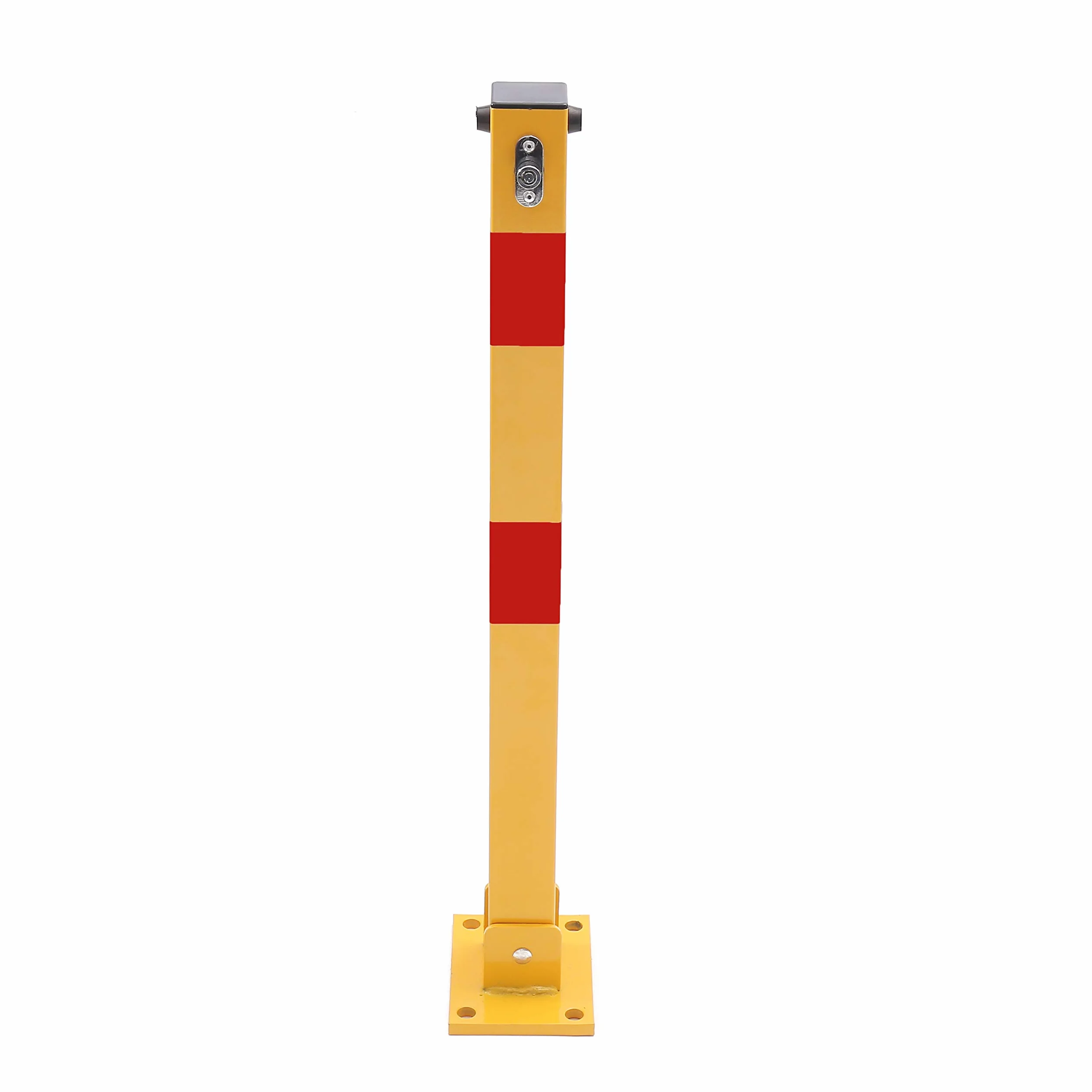 KATSU Barriera Parcheggio Auto Dissuasore Posta Pieghevole Palo di Barriera di Blocco del Parcheggio per Auto, Giallo e Rosso, Chiusura superiore, 70cm Altezza