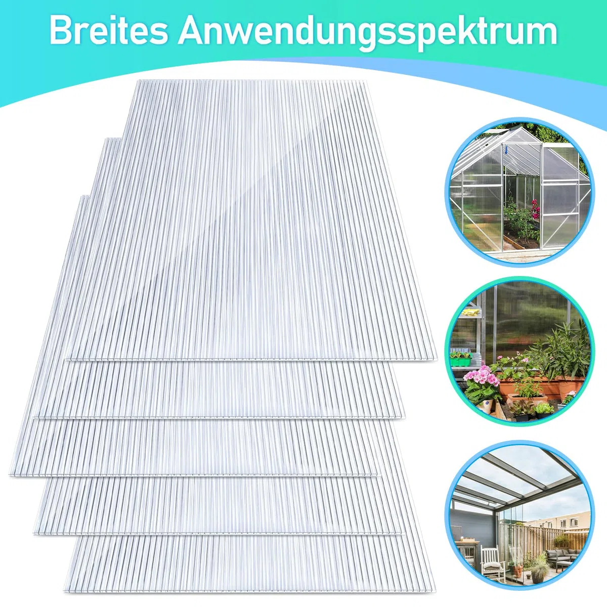 Gimisgu 5 lastre alveolari in policarbonato (60,5 x 121 cm), 8 mm, piastre doppie da 1,2 kg/m², per serra, giardino e serra