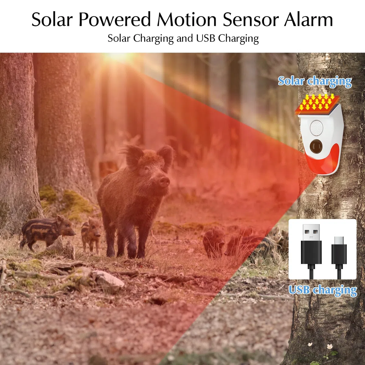 Sistemi di sicurezza domestica, allarme solare con sensore di movimento con monitoraggio remoto, allarme esterno resistente alle intemperie, 120 dB 24 ore 3 modalità, 2 Confezione