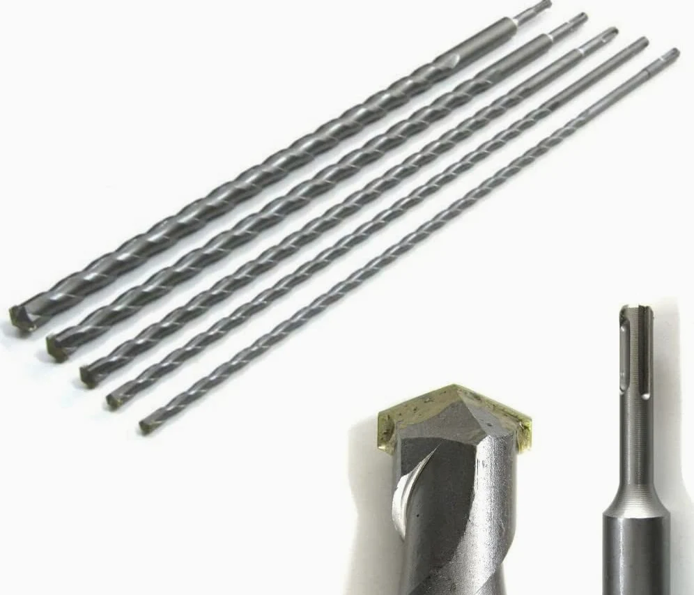 Set da 5 punte da muro SDS PLUS da 600 mm per trapano tassellatore ø 10, 12, 16, 20, 24 mm per cemento, pietra, calcestruzzo