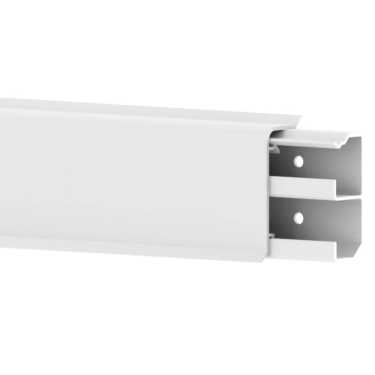 Battiscopa Habengut 6 m in PVC, con canalina integrata, colore: bianco, altezza: 50 mm (4 pezzi, lunghezza 1,5 m)