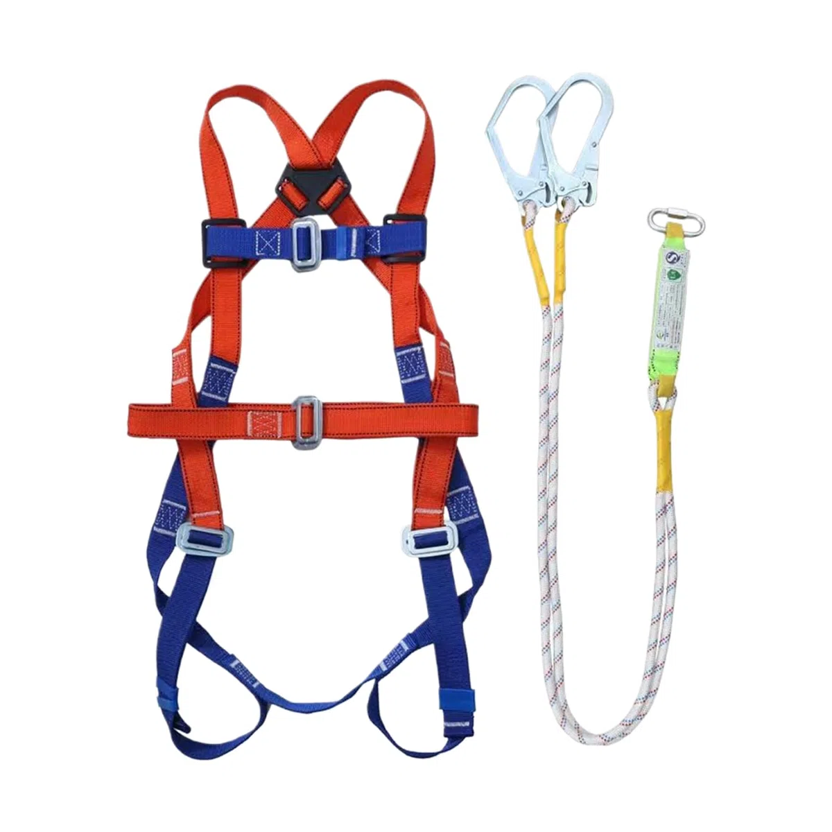 Generico Kit Imbracatura di Sicurezza Anticaduta, 5 Punti Regolabile Imbragature Anticaduta con 2 Fibbie Grandi e Cordini da 2 m, Kit Anticadutas Per Lavori In Quota e Arrampicata