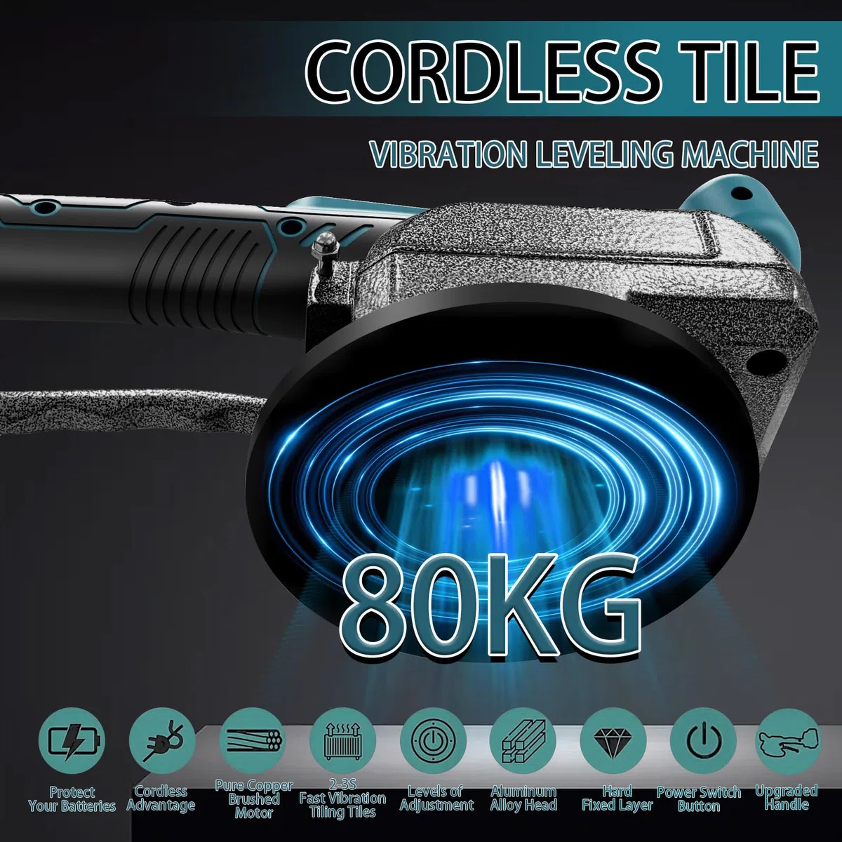 Vibratore Per Piastrelle Compatibile Con Makita 18 V, Vibratore Per Piastrelle Con Ventosa Da 4,7", 5 Marce, Velocità Regolabile, Capacità Di 60 Kg, Adatto Per 39 X 39 Pollici E Inferiori