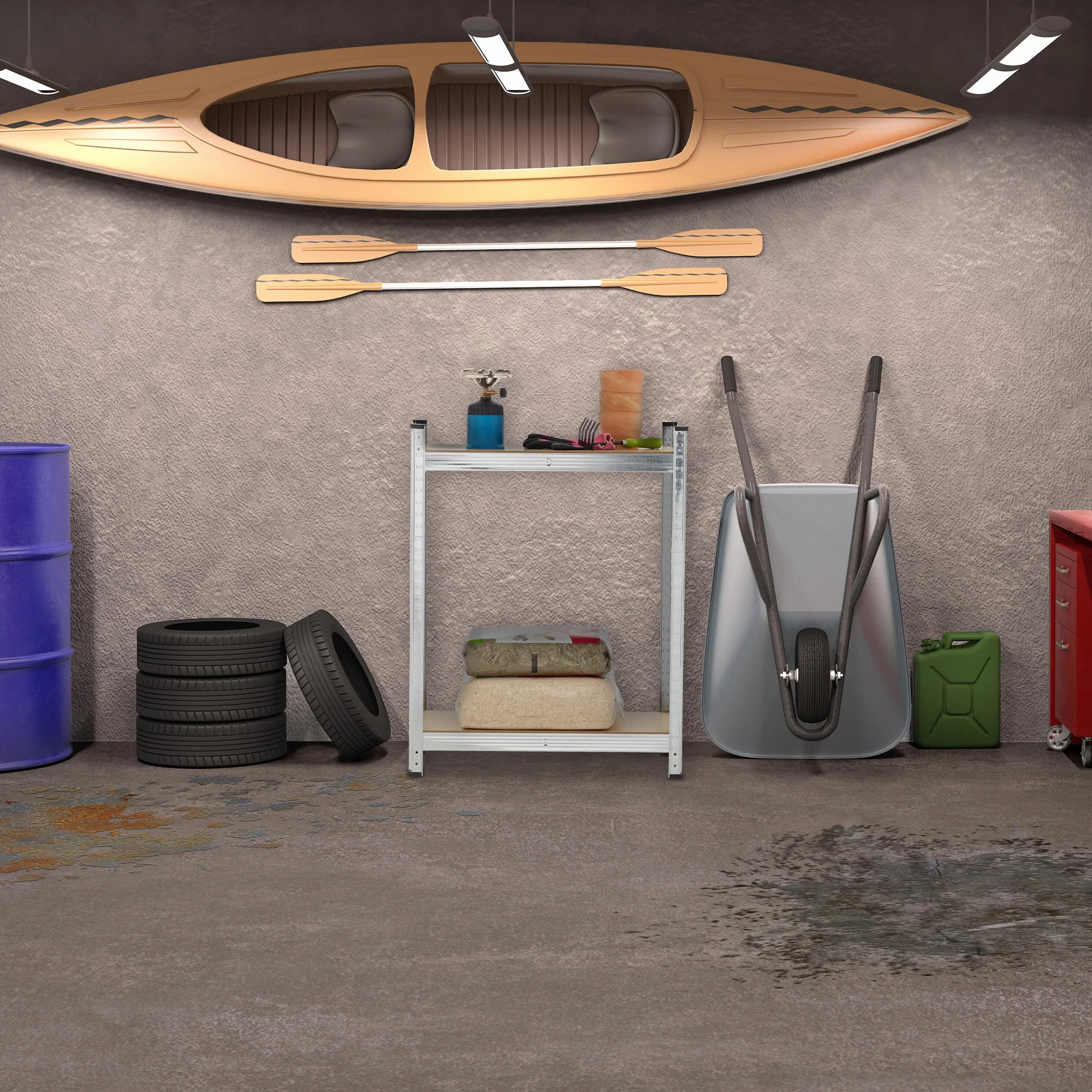 Relaxdays Scaffale in Acciaio, HLP 180 x 70x 30 cm, 5 Ripiani ad Alta Portata 500 kg, per Garage e Cantina, Argentato