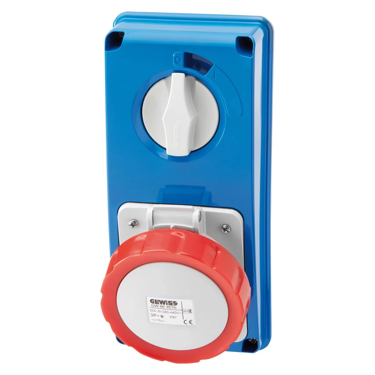 GEWISS - GW66309N Presa Fissa Interbloccata Verticale, Senza Fondo, Senza Base Portafusibili, 3P+N+T 16A 380-415V, 50/60Hz 6H, IP67