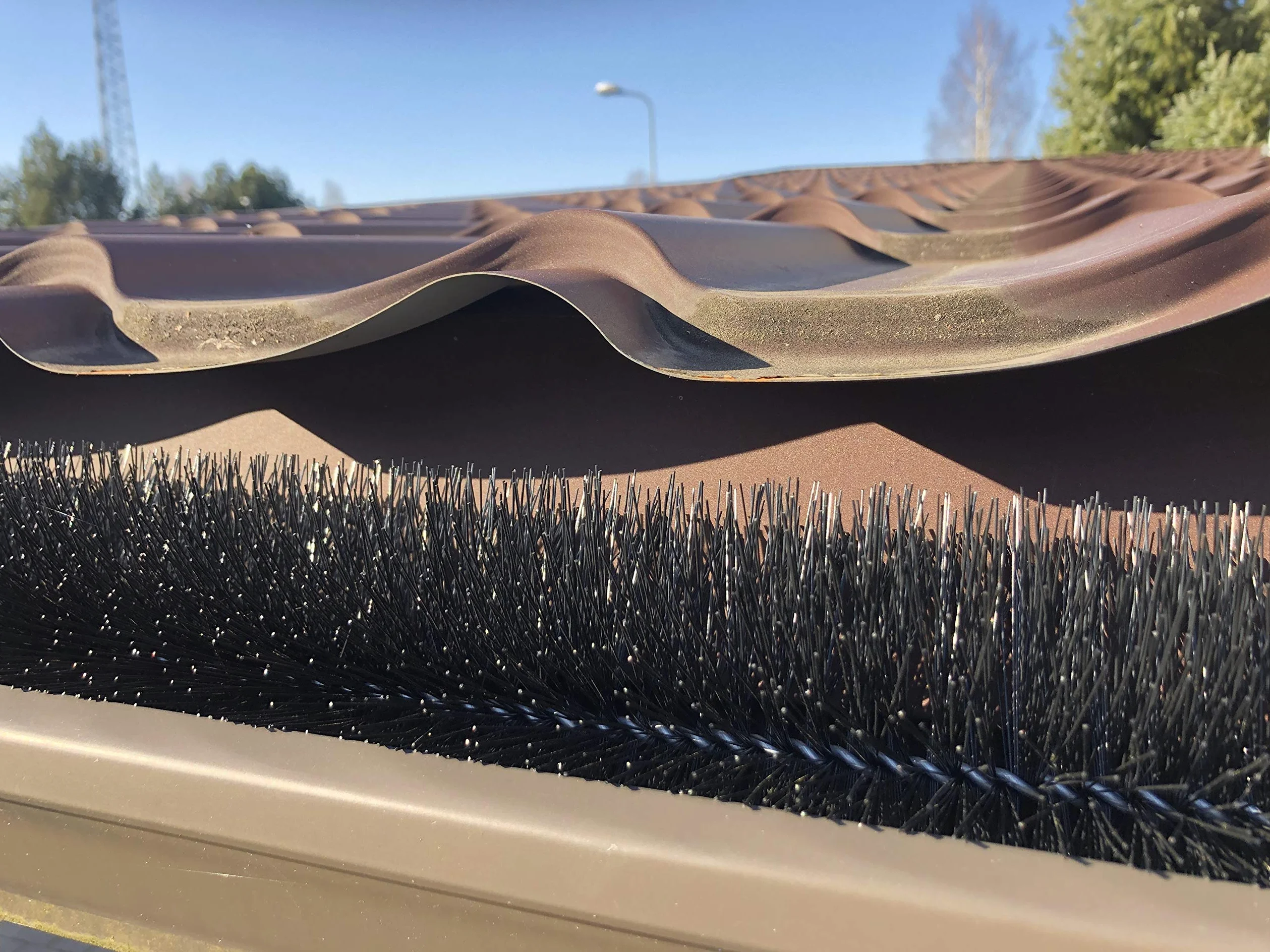 Spazzole per Grondaia e Pannelli Solari Ø12 cm, 30m (30x100 cm) | Resistente ai Raggi UV | Protezione da Foglie e Martore | Filo Zincato con Ganci
