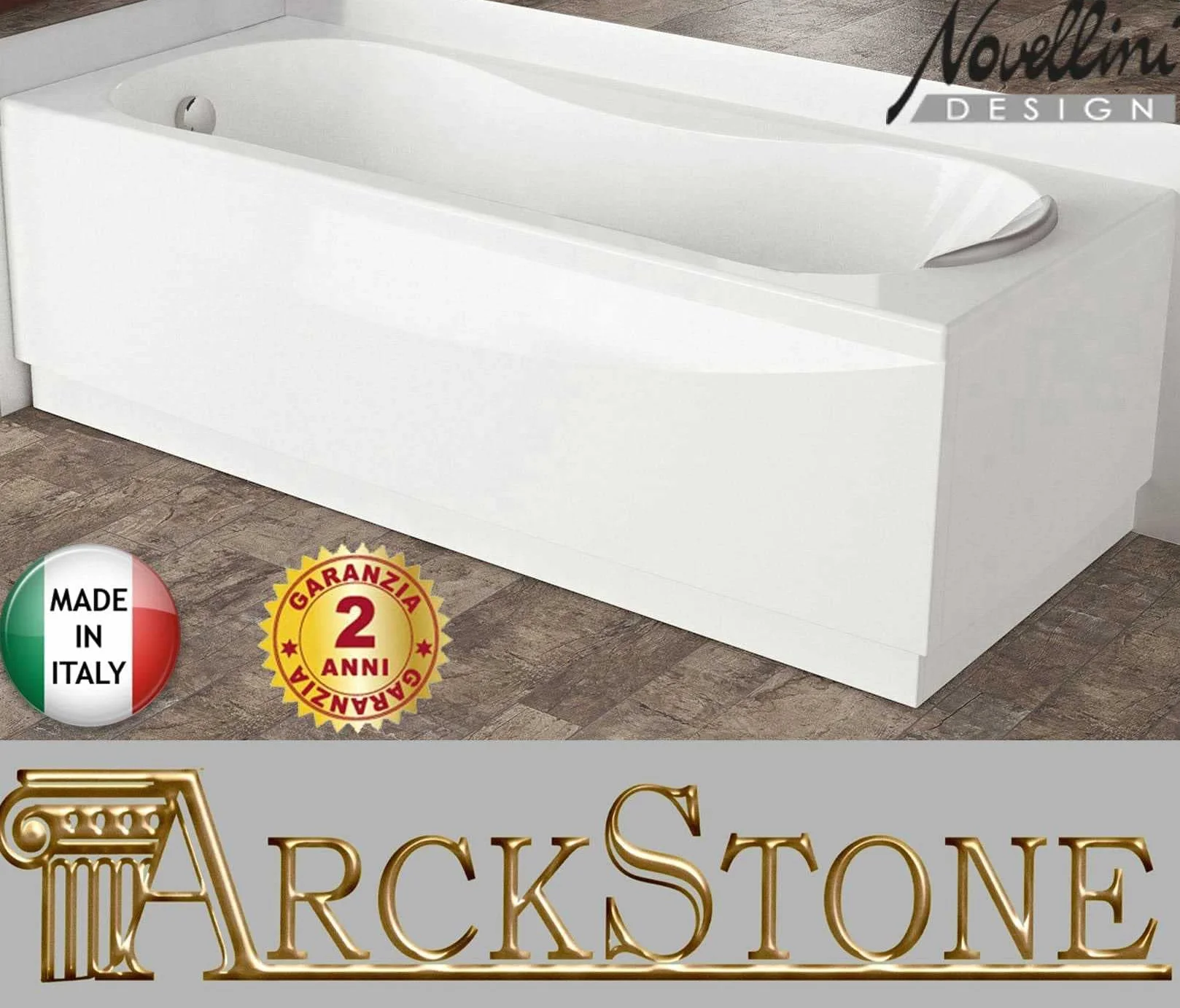 novoalugas Calypso – Vasca da bagno 170 X 70 supporto grondaia Bianco 2 Panel