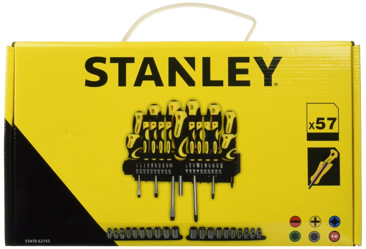 Stanley STMT98109-1 Valigia Manutenzione 142 Utensili, ‎Multicolore, ‎47.5 x 37.5 x 17.5 cm, 12.4 Kg & STHT0-62143 Set 57 Pezzi Giraviti e Inserti e Chiavi a Bussola