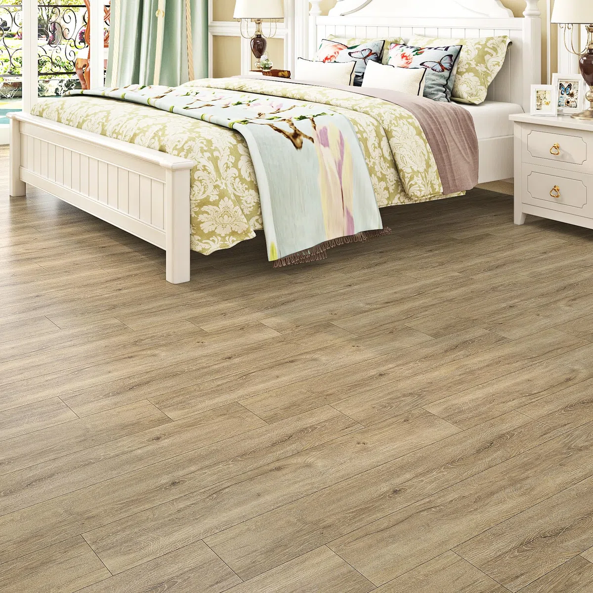 Livelynine Pavimento PVC Adesivo Effetto Legno - Listoni Finto Parquet Laminato 90x15 Pavimento Adesivo Legno Quercia Piastrelle Adesive Pavimento Bagno Cucina Linoleum per Pavimenti Chiaro, 18 Pezzi