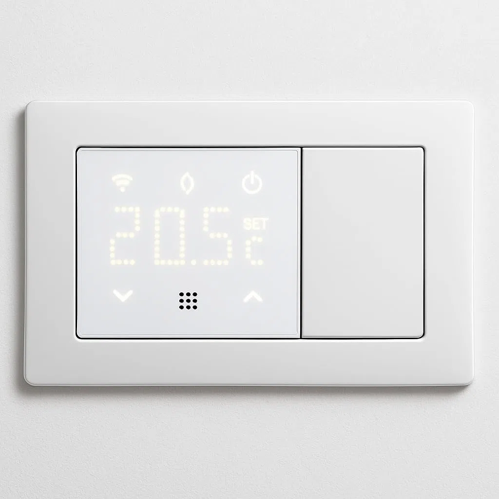 termostato da incasso modulo programmabile 2P 240V display touch retroilluminato colore bianco compatibile su supporti Bticino Matix