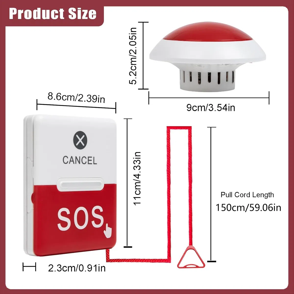 Kit Allarme Bagno Disabili, SOS Chiamata di Emergenza, Allarme Anziani da Casa, Cercapersone per Badanti, Oulsante Chiamata Emergenza Doccia, Salvalavita (2 Pulsante Di Emergenza+1 Ricevitore)