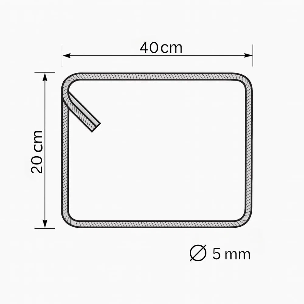 FORTUNATO Kit Staffe di Rinforzo in Ferro Sagomato, Antisismiche, 20x40 cm, Ø 8 mm, Curvatura 135°, per Strutture Cemento Durevoli (Pezzi : 20)
