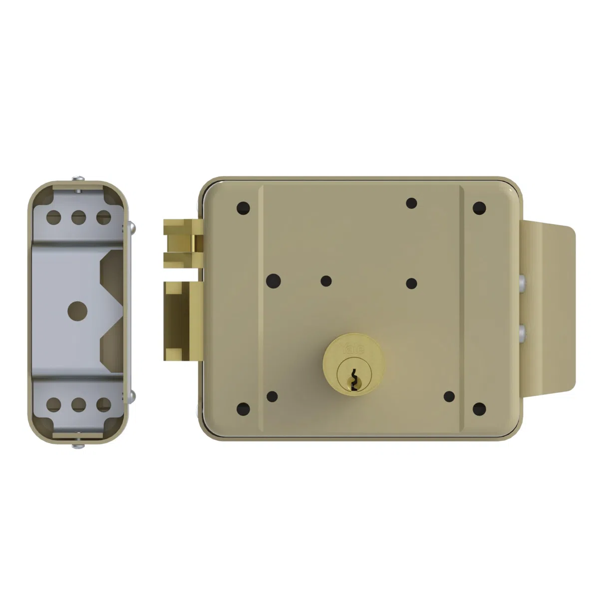 YALE Serratura elettrica da applicare Y68800601, Destra C/K e pulsante, in acciaio verniciato, apertura con chiave e con impulso elettrico a pulsante
