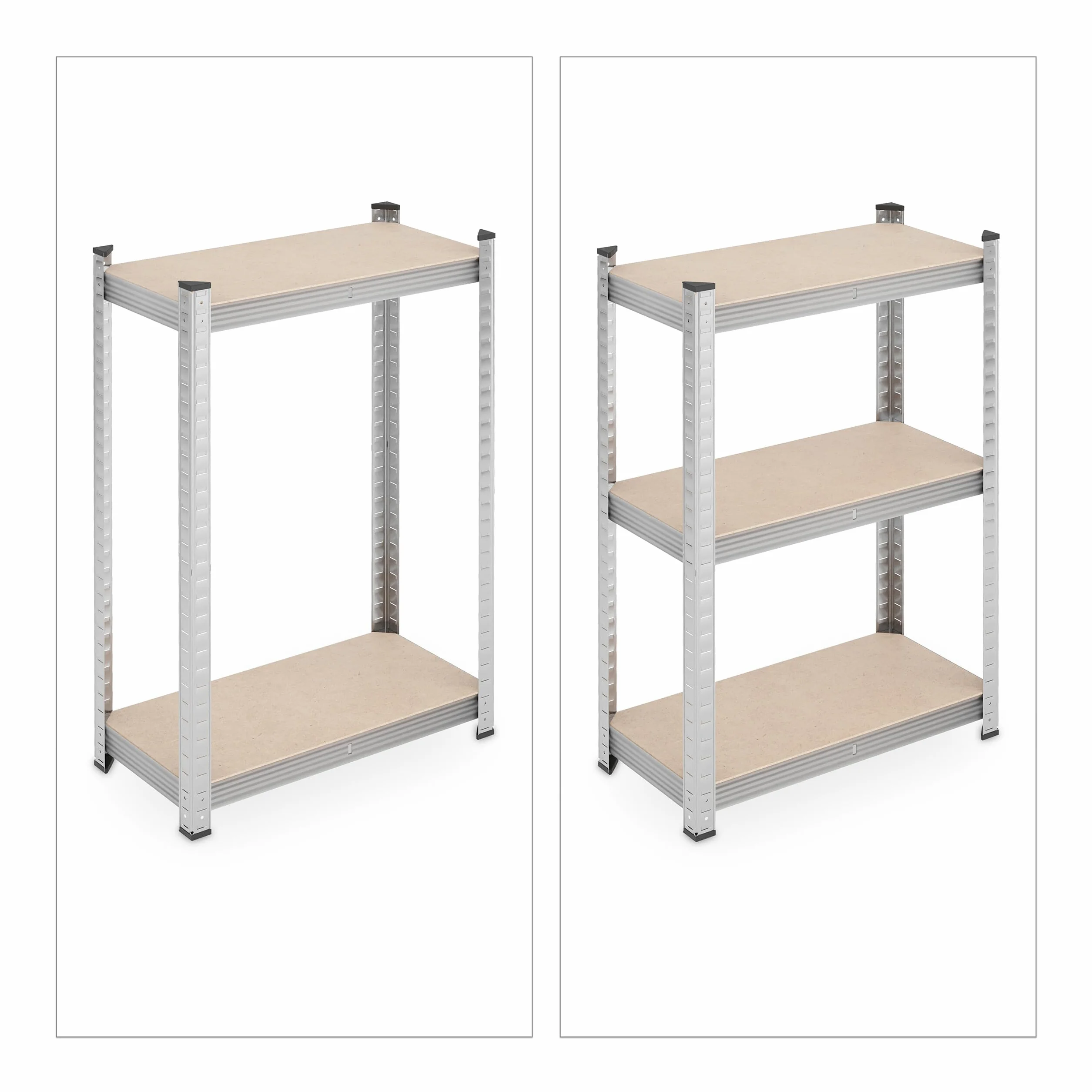 Relaxdays Set da 2 Scaffali in Acciaio, 180x60x30 cm, con 5 Ripiani ad Alta Portata 500 kg per Garage e Cantina, Argento