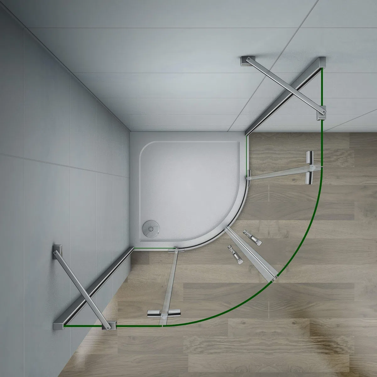 Aica box doccia semicircolare porta battente anticalcare vetro temperato trasparente 6mm (80x80x195 cm)