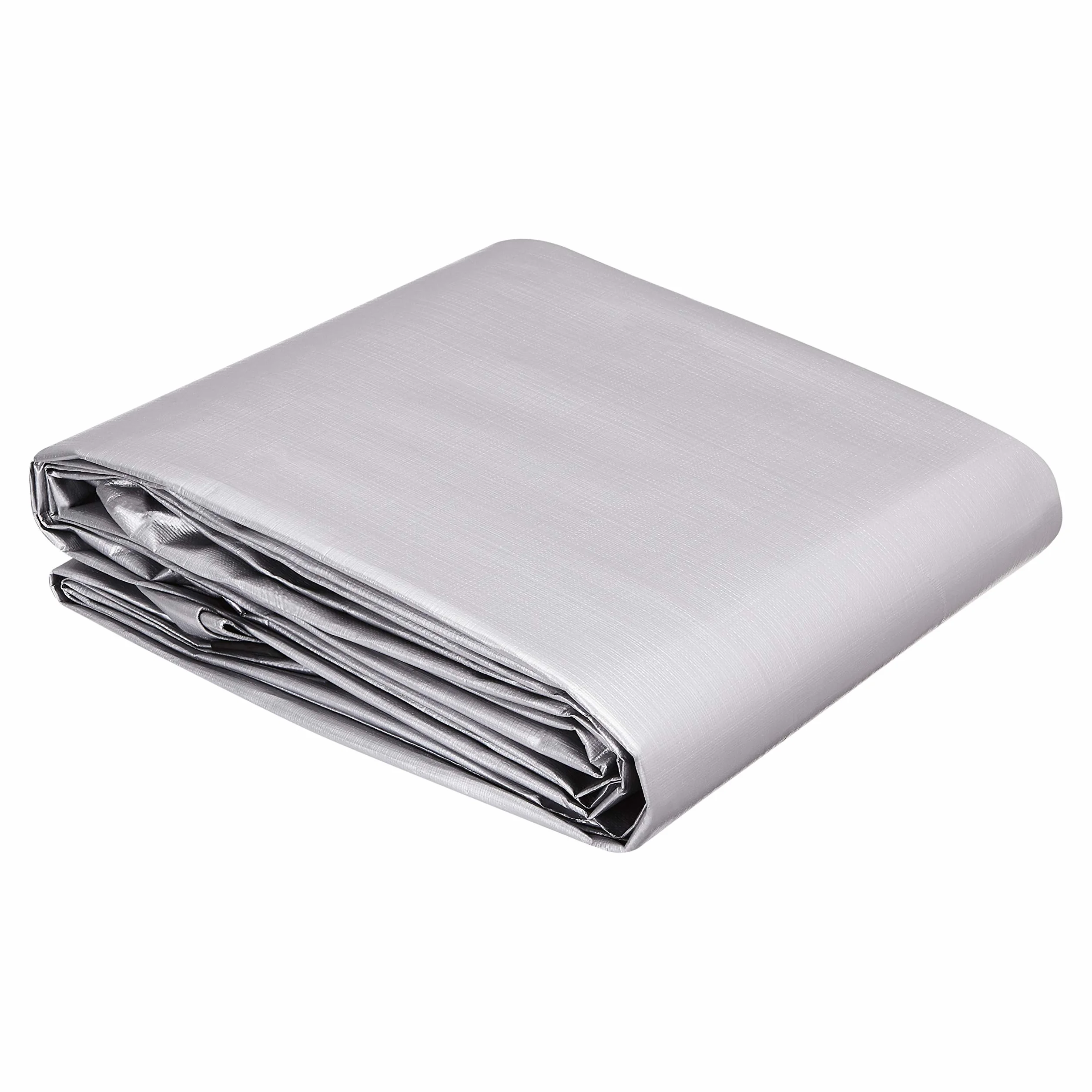 Amazon Basics Telo impermeabile multiuso in poliestere 3,6 x 6 metri, 0,4 mm di spessore, 6kg, colore argento/nero, confezione da 1