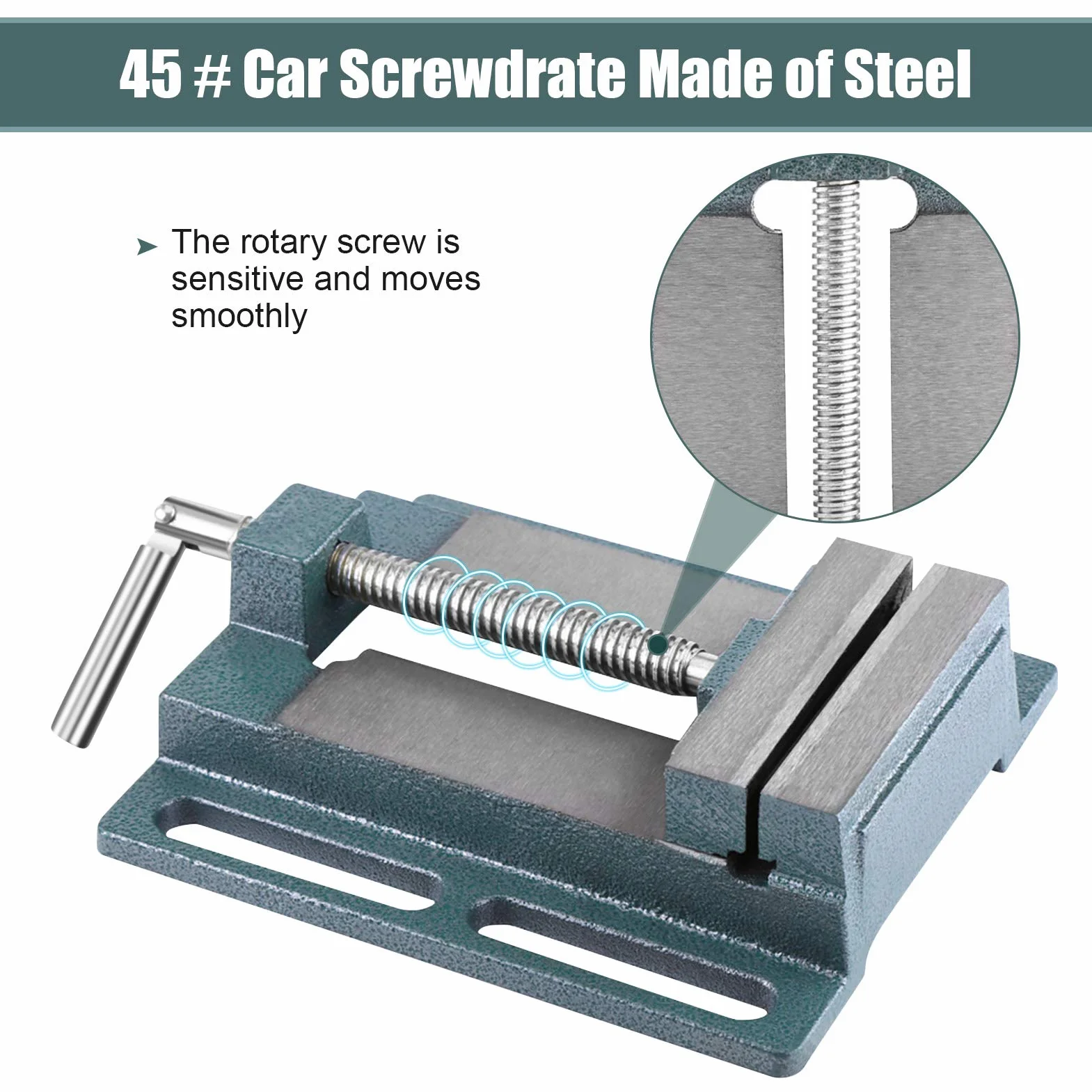 Cocoarm Morsa per trapano a colonna Morsa professionale Vite per colonna in acciaio in ghisa da 2,2 kg con base girevole Strumento di fresatura ad alta resistenza
